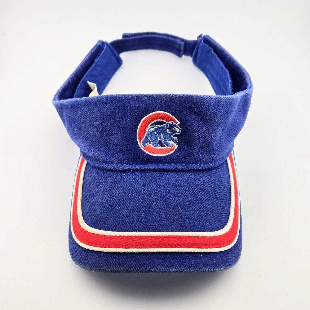 Drew Pearson Chicago Cubs Vintage MLB Sun Visor Hat Blue Adjustable Strapback